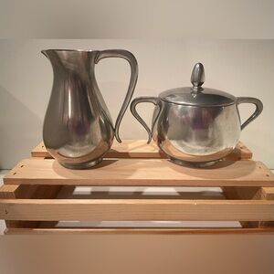 VTG KMD Royal Holland Pewter Creamer & Lidded Sugar.